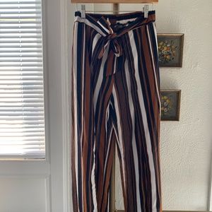 Striped Light Tie-Front Pants - Size S
